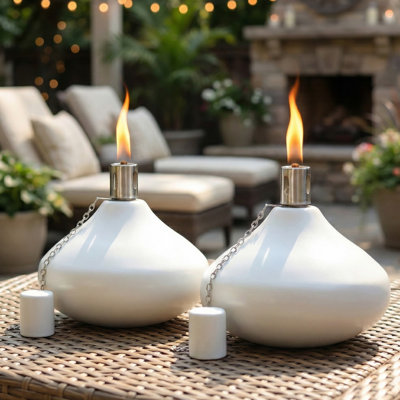 30oz Tabletop Metal Citronella Torches for Outdoor Patio, Porch or Deck