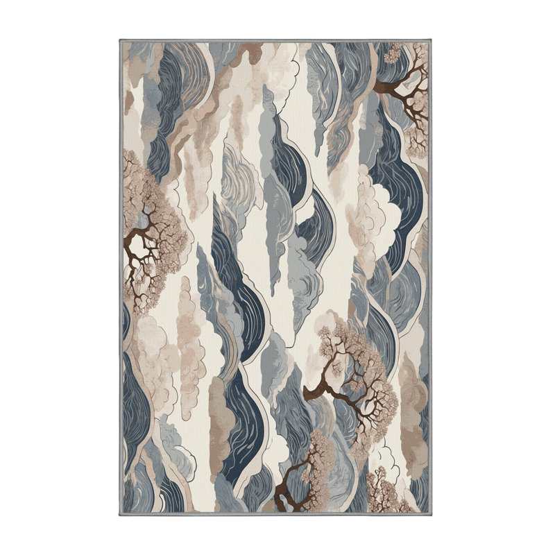 Tranquil Bloom Rug, Rectangle 5' x 8'