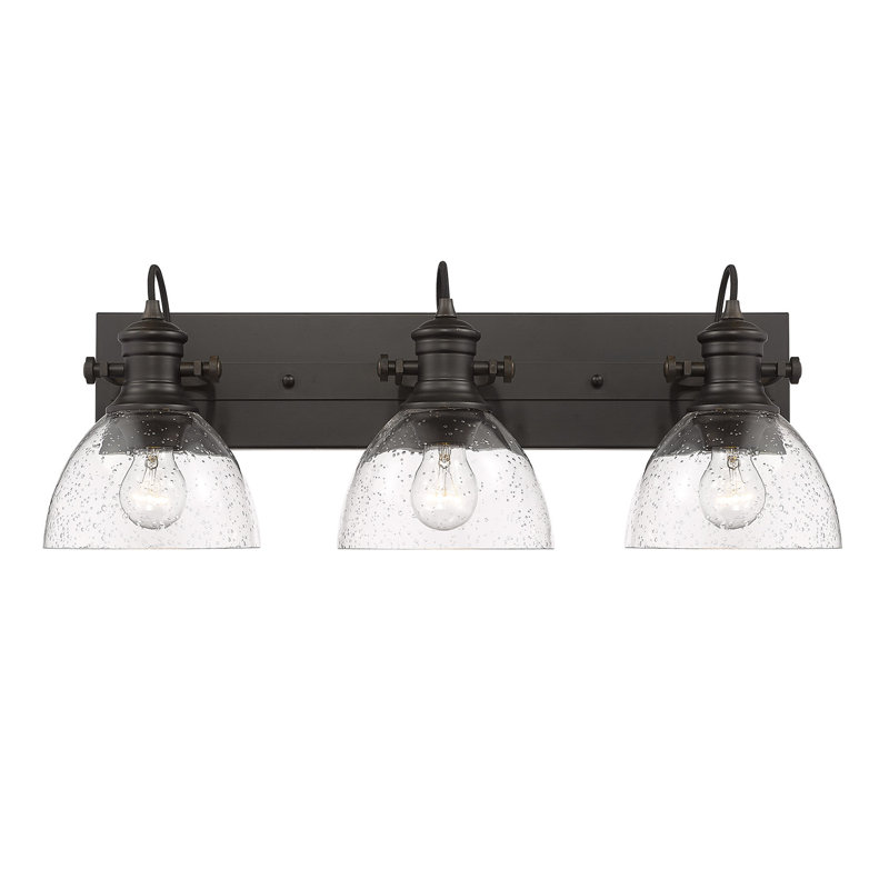 Bales 3 - Light Dimmable Vanity Light, Seeded Glass, Rubbed Bronze
