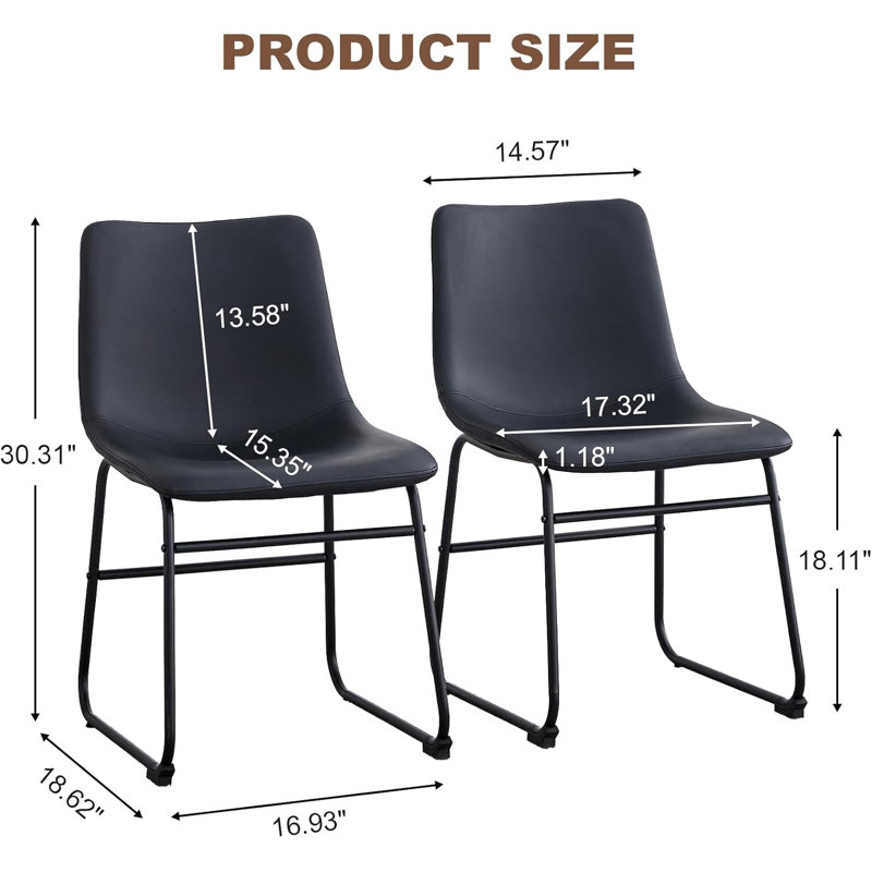 Chaises rétro en métal suède 4 pièces, Noir