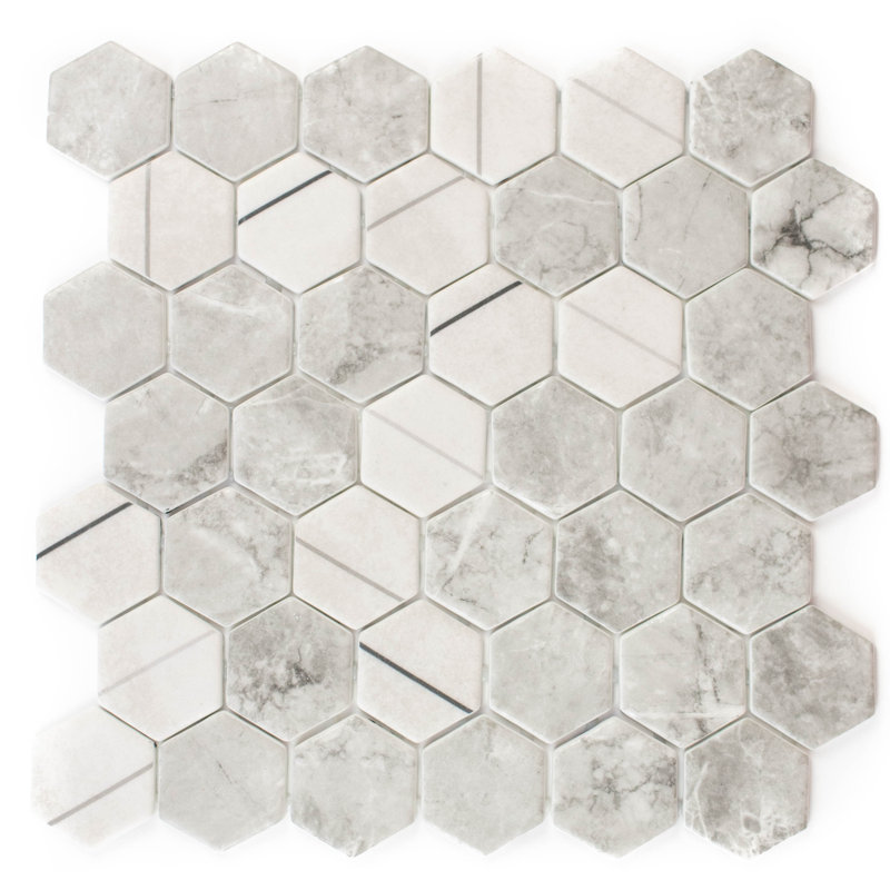 Eterna Hexx 2" x 2" Glass Mosaic Tile, Gris