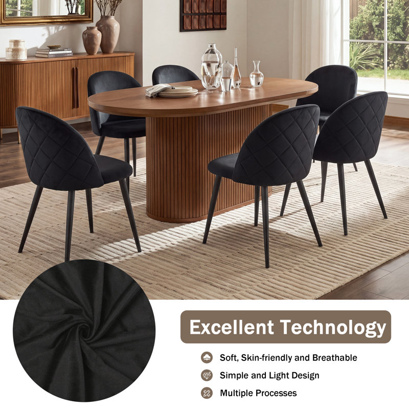Adebola 43cm H Upholstered Metal Side Chair, Black, 4