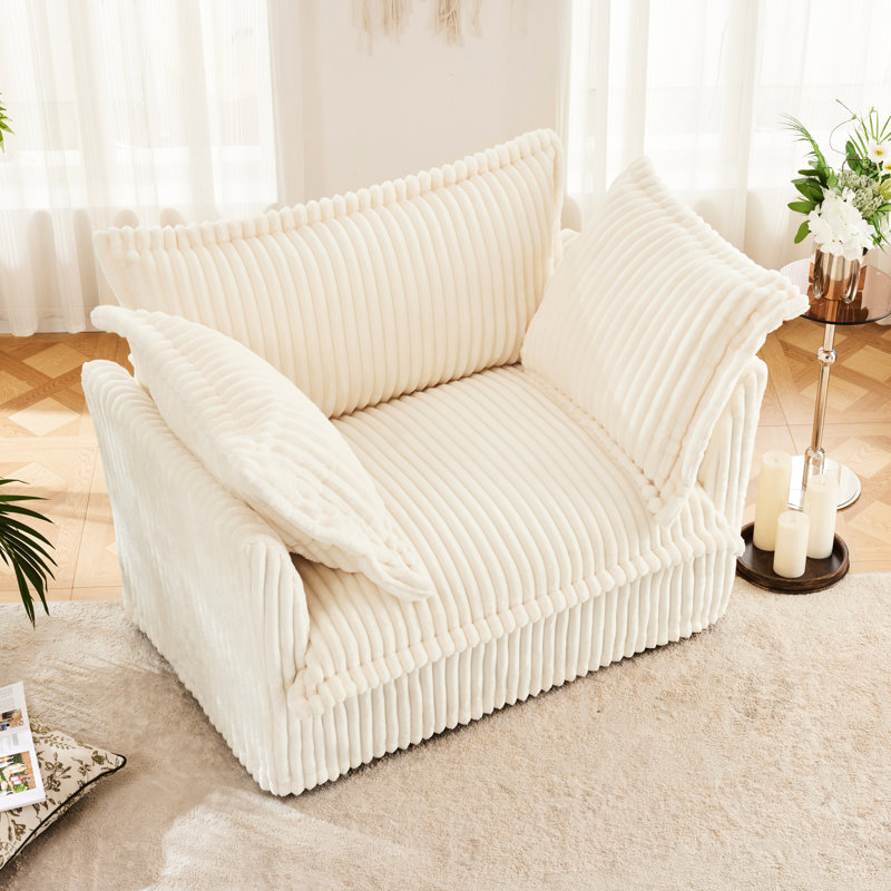Crème moderne avec velours côtelé et rembourrage pour le confort, Crème