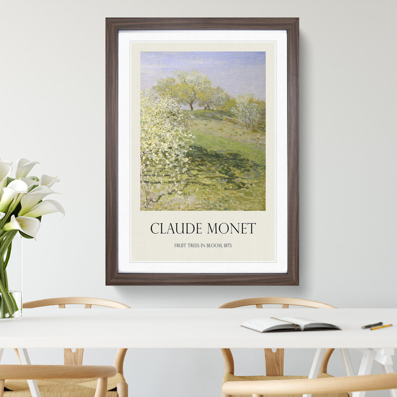 Spring Fruit Trees In Bloom by Claude Monet - Single Picture Frame Print, 65cm H x 48cm W x 2cm D, Walnut Framed