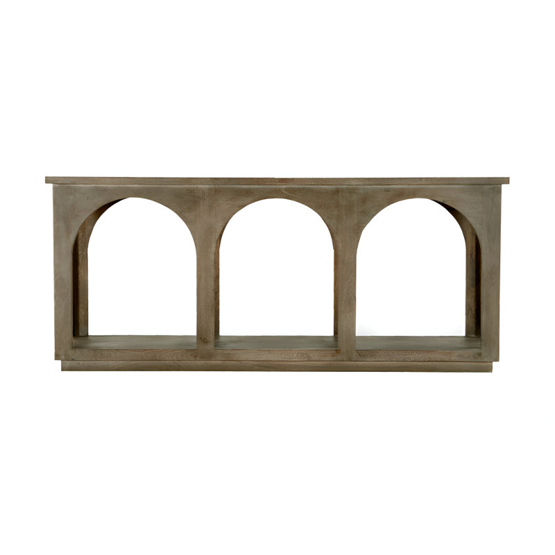 Console 77 po en bois massif brun patiné avec arche