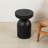 Solid Mango Wood Side End Table, 12.4*17.7   Inch Round Contemporary Wooden Accent Table, Small Round Plant Stand, Burnt Vintage Cracked End Table For The Living Room And Bedroom