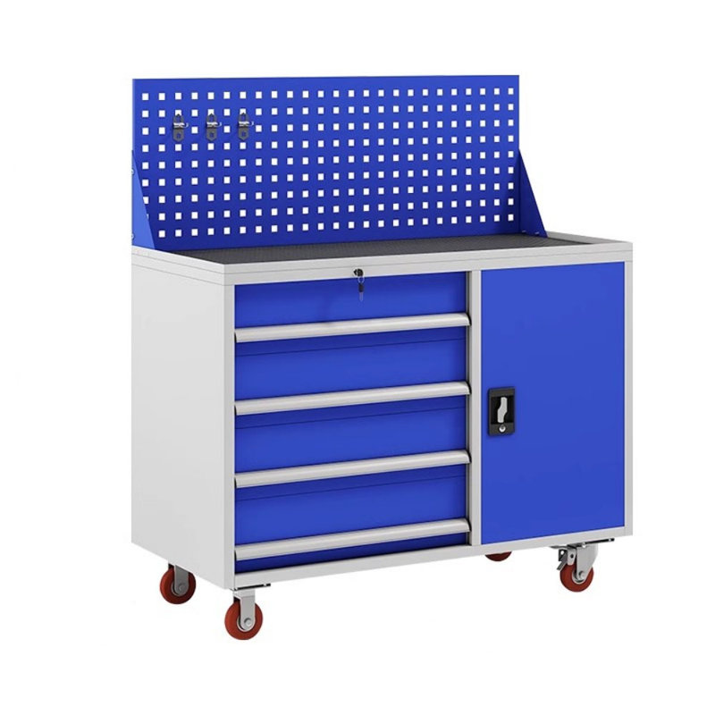 Armoire à outils robuste - Rangement d'atelier en acier très épais pour outils industriels, Bleu