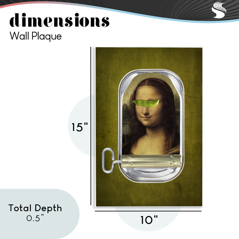 Plaque murale Mona Lisa en conserve, design par Elo Marc, H 15 po x l 10 po