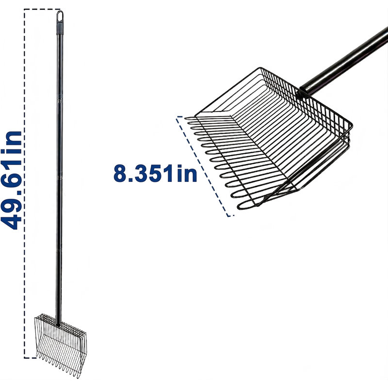 2-in-1 Chicken Poop Scooper & Rake, Stainless Steel Scooper with Adjustable Handle, Sand-Sifting Litter Shovel for Chicken & Pet Waste