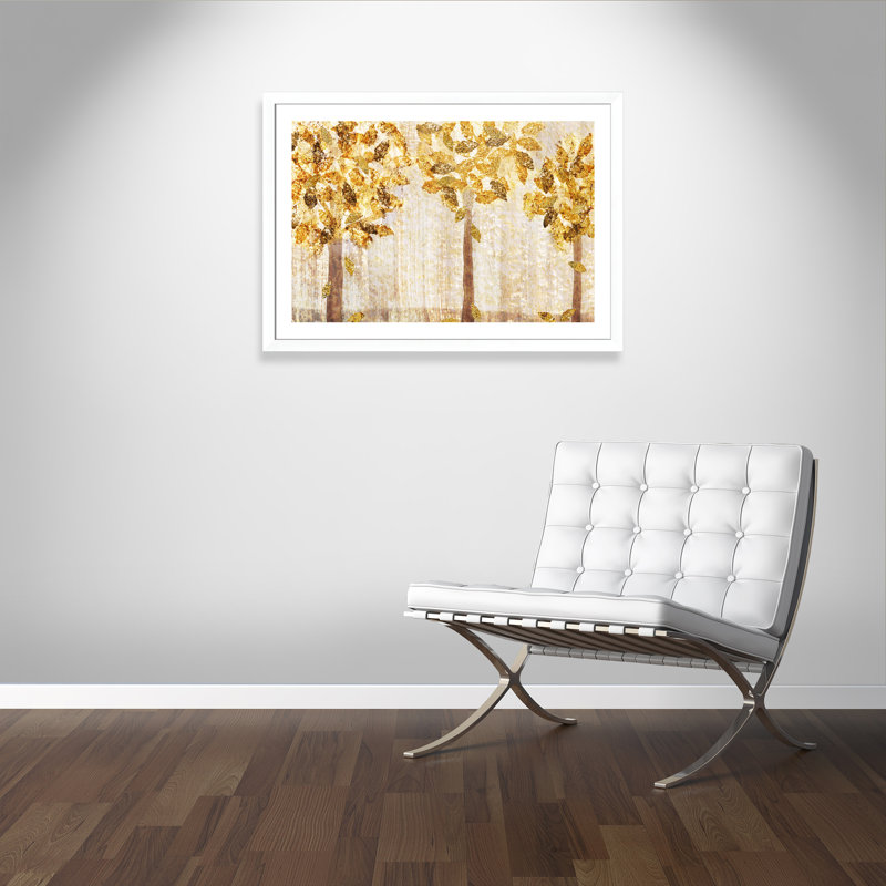 Automne doré - peinture encadrée, Blanc mat, H 31 po x l 43 po x P 1,25 po