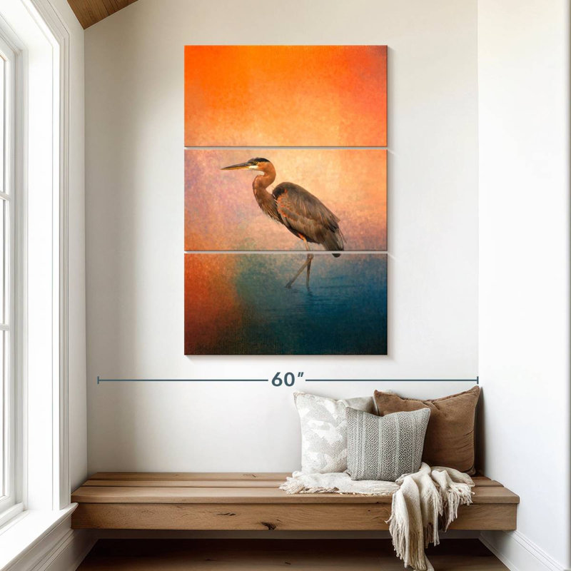 Brampt Sunset Heron, 50" H x 32" W