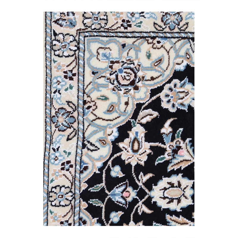 Navy Blue Silk & wool Nain 2'2"X3'1"
