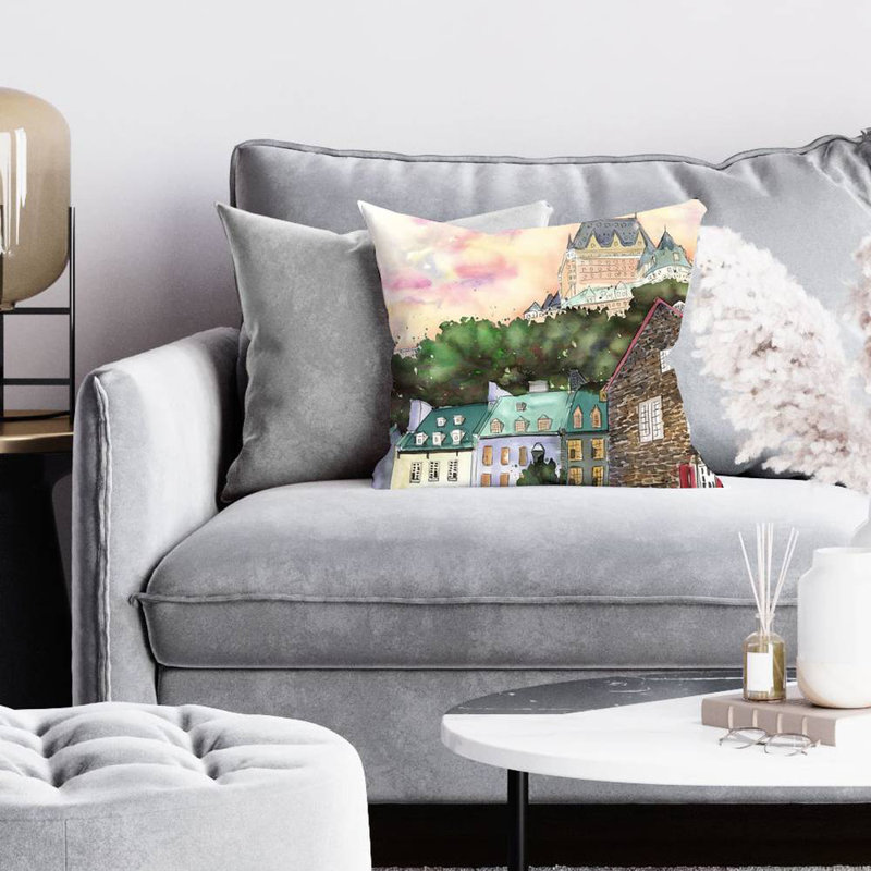 Château frontenac in the petit champlain - 16"x16" Throw pillow cover - Poly twill - Print on demand