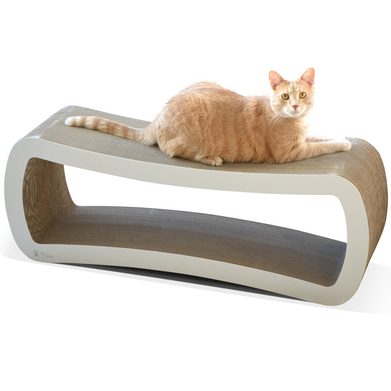 White Two-Level Cardboard Cat Scratcher Lounge