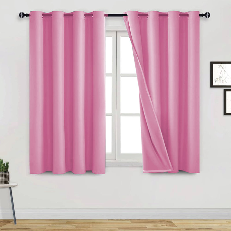 Frasco Blackout Curtain Pair, Pink, 116.84cm Width x 137.16cm Drop