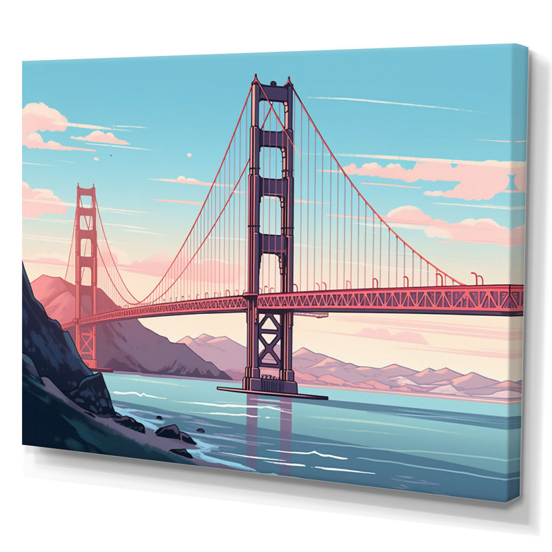 «Golden Gate Bridge San Francisco I», reproduction sur toile, H 16 po x l 32 po x P 1 po, Toile tendue