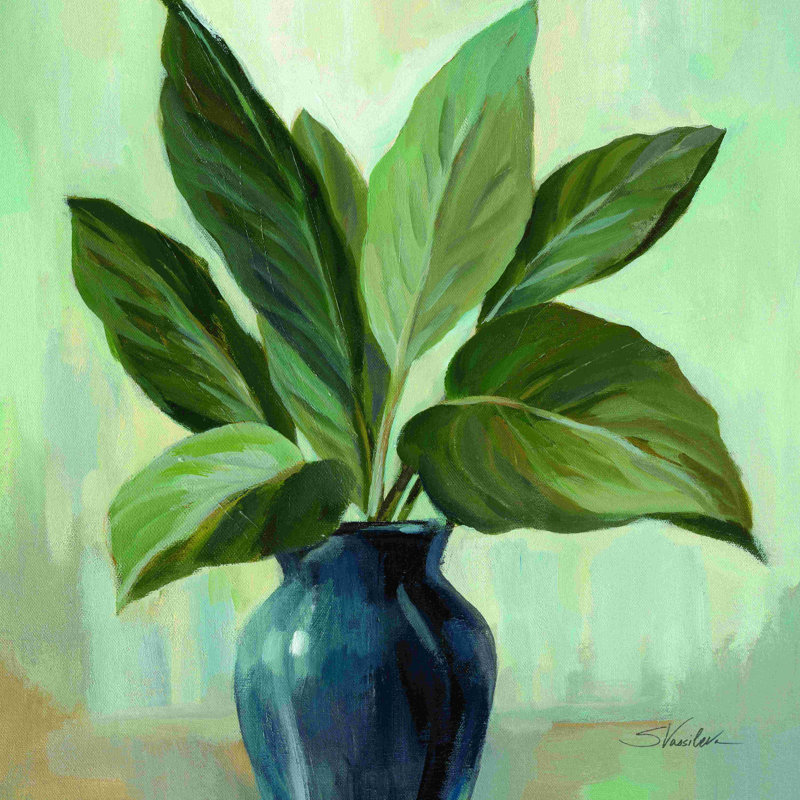 «Mint and Blue Still Life» par Silvia Vassileva - peinture sur toile tendue, H 30 po x l 30 po