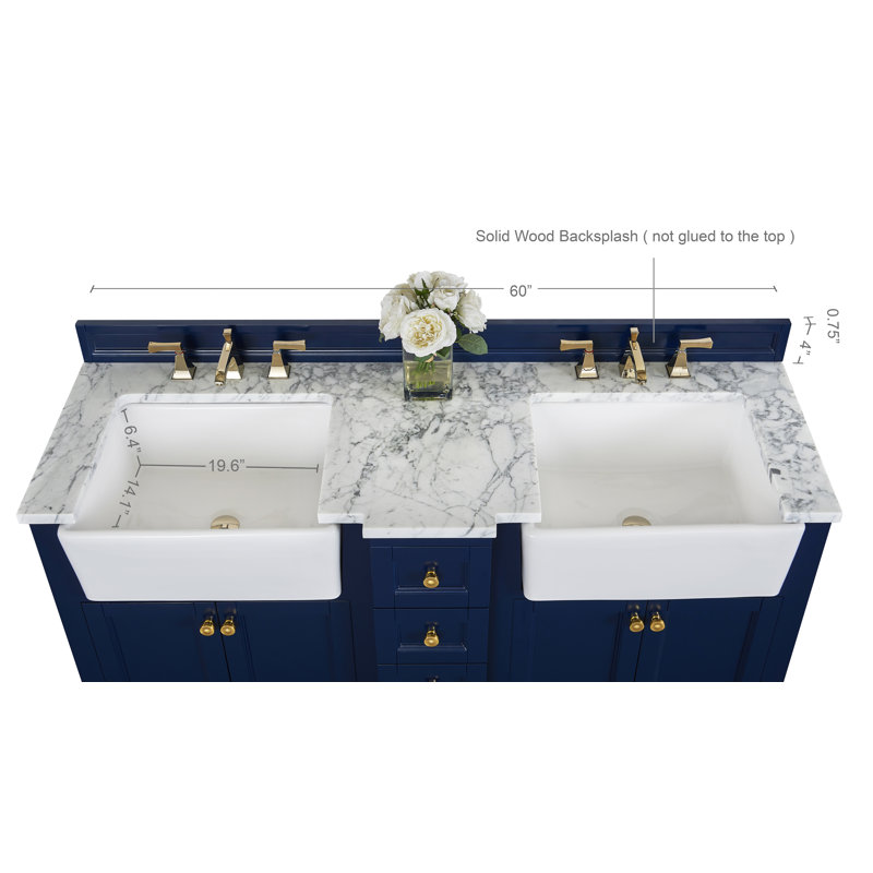 Adeline 60 in. Handmade Double Vanity, Heritage Blue