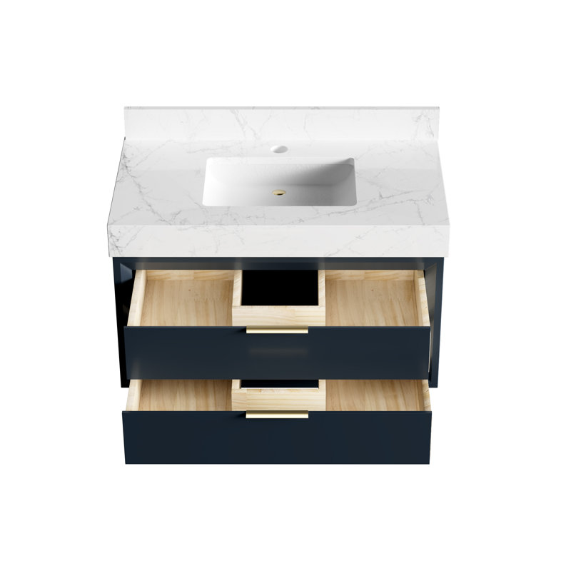 Ensemble de meuble-lavabo simple 48 po avec plateau Mayatte Grado, Bleu, 36"