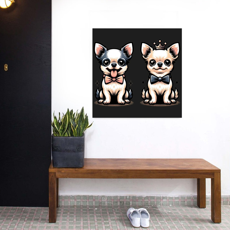 Art contemporain chien rétro, H 32 po x l 32 po