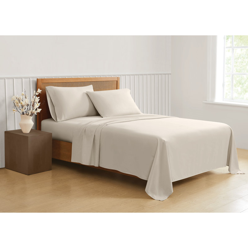 Truly Soft Solid Split Sheet Set, Twin Extra Long Sheet Set with 3 Pillowcases, Beige