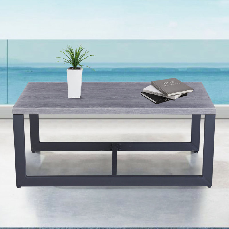 Nazime Rectangular 47" L x 26" W Outdoor Steel Coffee Table, Gris