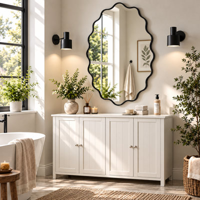 Ensemble de 2 miroirs muraux ovales ondulés, miroirs décoratifs modernes avec cadre en aluminium et verre HD sans distorsion pour salle de bain, chambre, salon et entrée.
