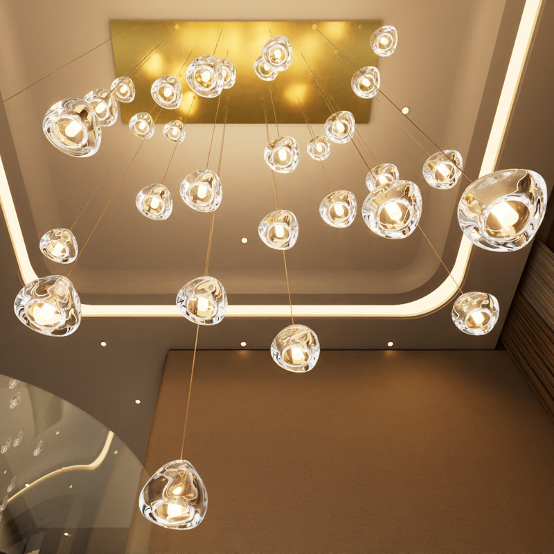 26-lights Rectangular Crystal Chandeliers Led Dimmable Light, Gold