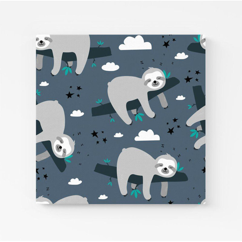 SLEEPING SLOTH PATTERN - Wrapped Canvas Print