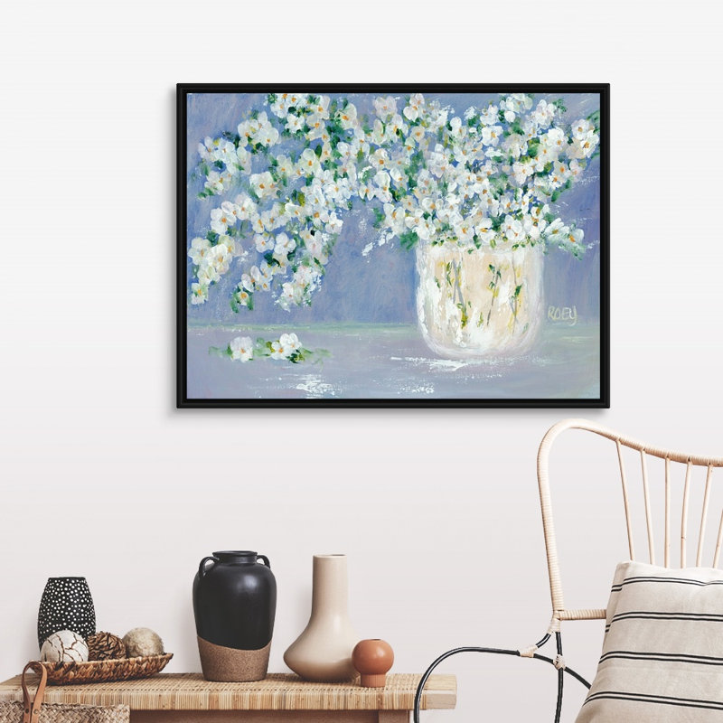 Reproduction d’art sur toile, "Beauty overflows II" par Robby Ebert, Cadre noir, H 32 po x l 42 po x P 1,75 po