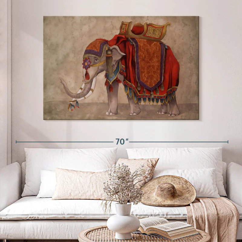 Éléphants de cérémonie I, H 34 po x l 51 po