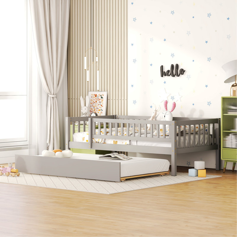 Lit de jour avec couchette Strella, Gris, Lit simple