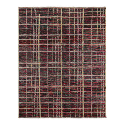 Rug & Kilim's Contemporary Rug In Red With Stripes And Geometric Patterns