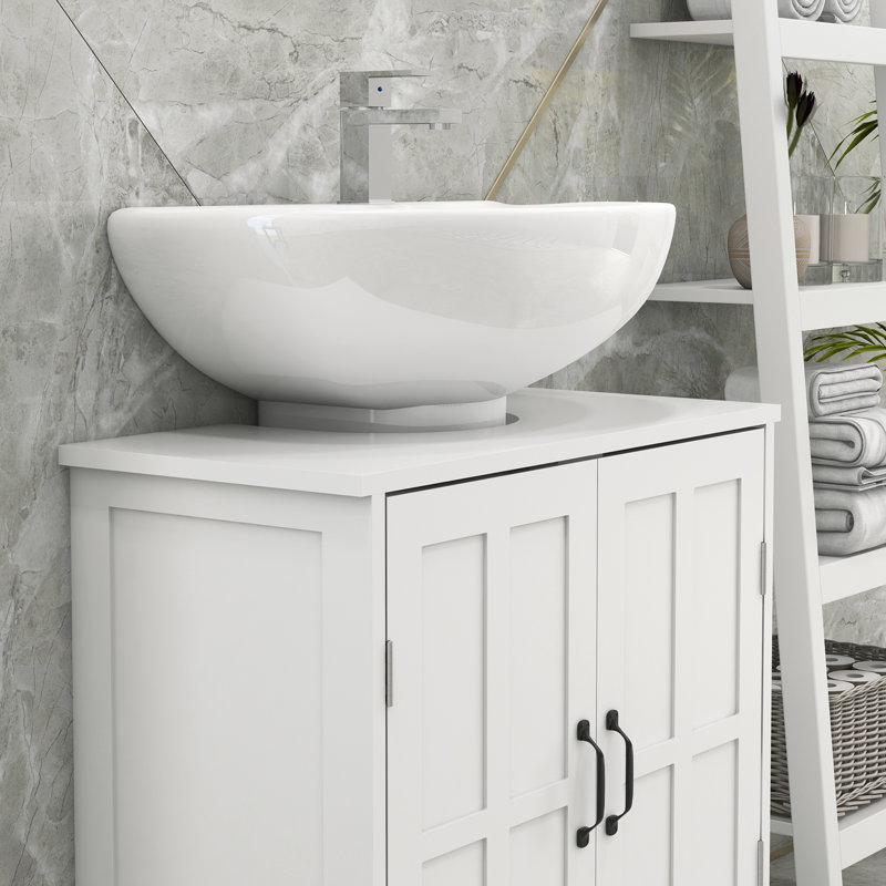 Meuble-lavabo blanc avec tablette intérieure réglable Space