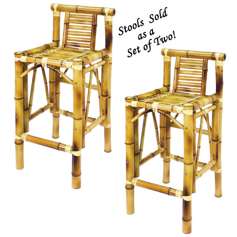 ENSEMBLE DE DEUX STOOLS DE BAMBOU TIKI