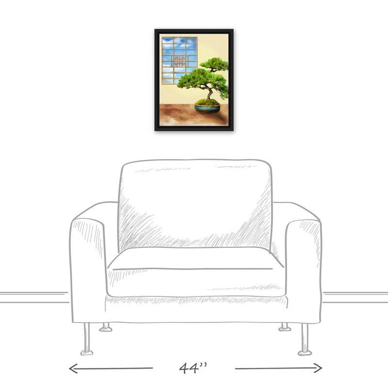 « bonsai tree relaxing spa room », impression, H 16 po x l 12 po, Cadre noir