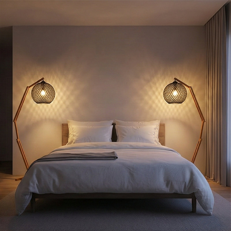 Oslo Adjustable Solid Wood Floor Lamp With Handmade Jute, Ink
