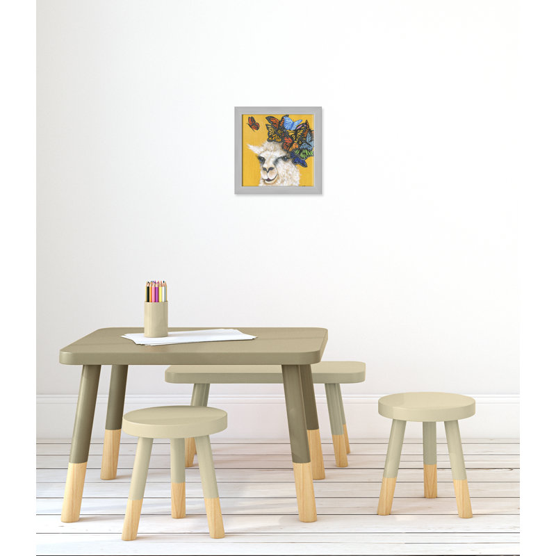 Art sur toile llama, H 14 po x l 14 po x P 0,625 po, Cadre argenté