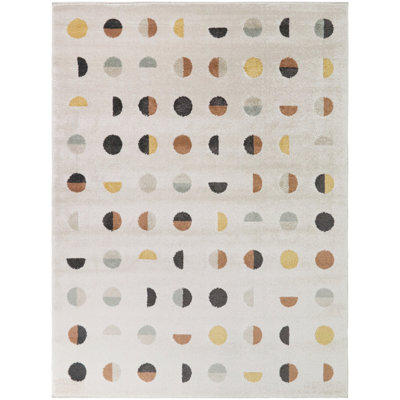 Waning Copper/Yellow Geometric Dots Area Rug