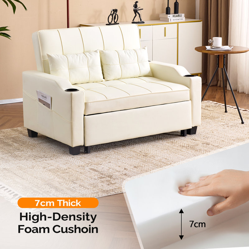 Canapé-lit rembourré convertible pour lit double, Beige