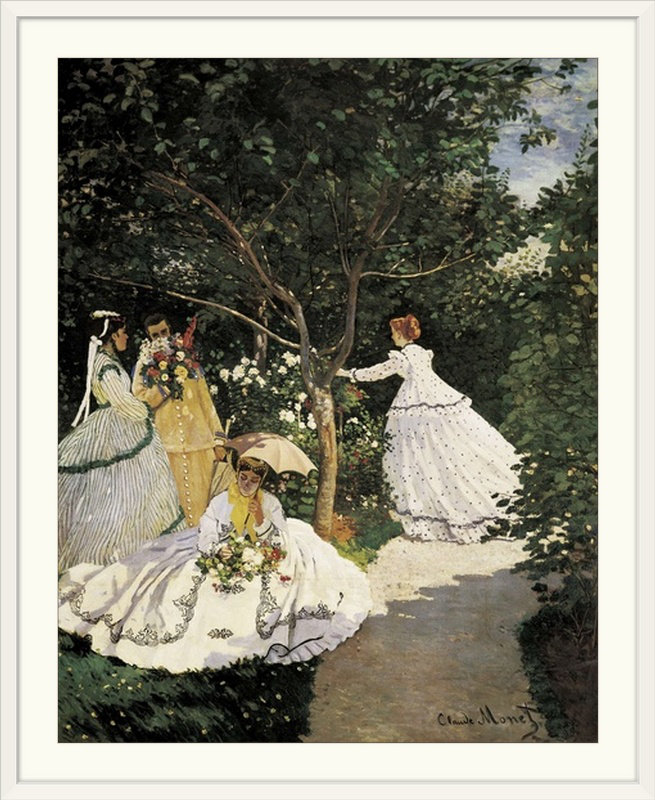 «Women in the Garden» par Claude Monet, reproduction d'art, H 23 po x l 20 po x P 1 po, Cadre blanc