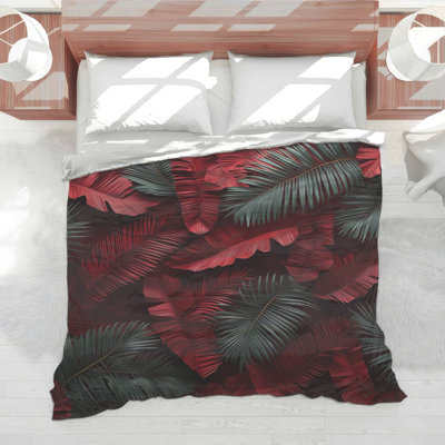 Red Palm Leaves Comforter