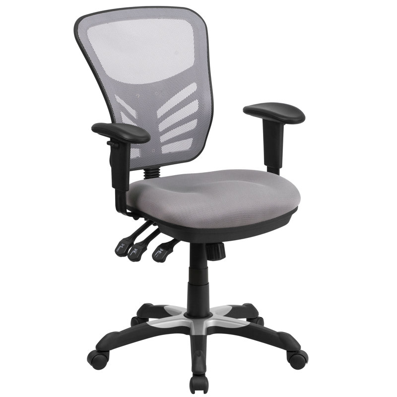 Mid-Back Mesh Multifunction Executive Swivel Ergonomic Office Chair with Adjustable Arms, Grey