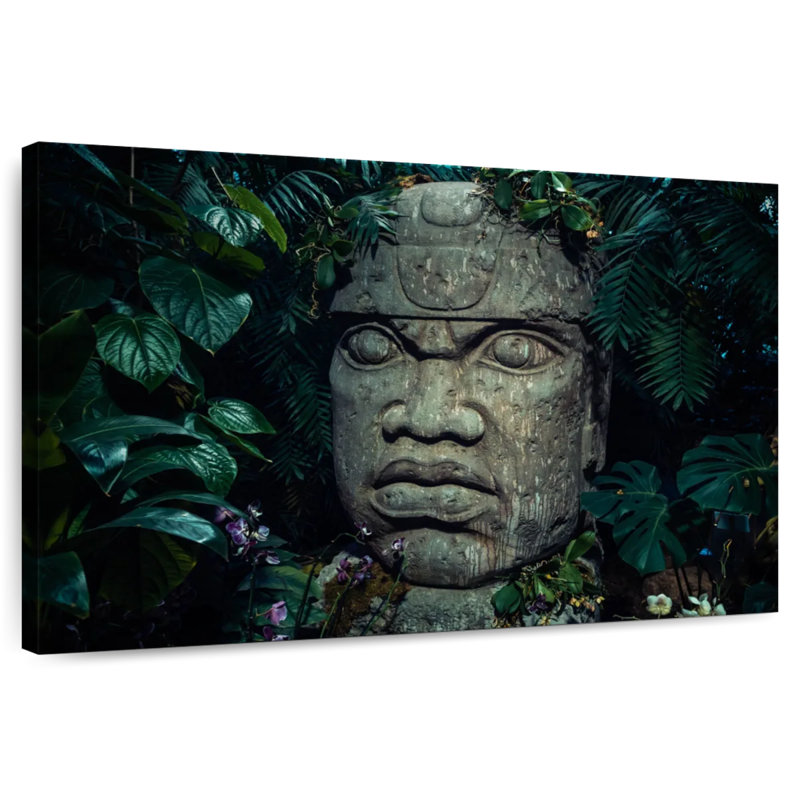 Tête Leisha Mayan Olmec, H 34 po x l 51 po