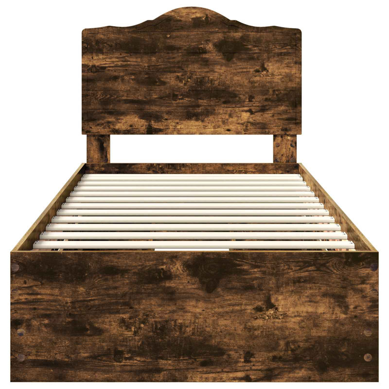 Bed Frame, European Single (90 x 200 cm), Smoked Oak