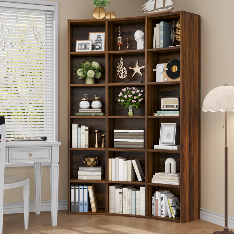 71" Curved Bookshelf,triple Width 6 Tier Bookcase With Storage Cabinet,modern Tall Bookshelf With 18 Open Display Shelves, Floor Standing Book Shelf For Living Room