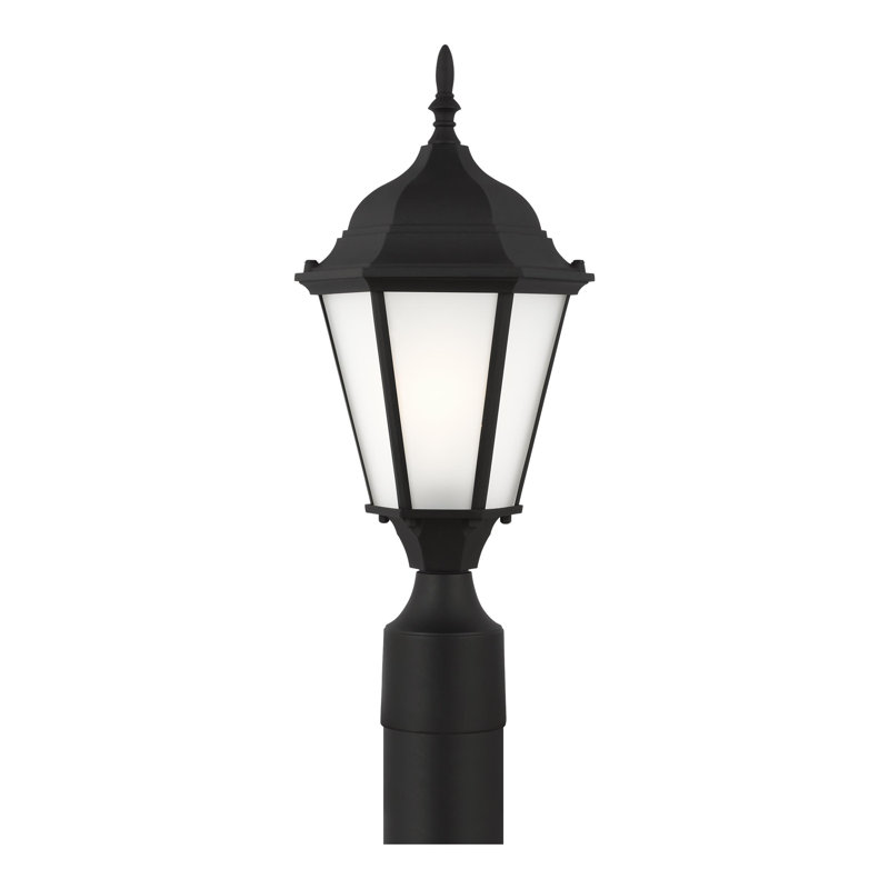 Bakersville One Light Outdoor Post Lantern from Generation Lighting , Black, Black/Frosted, No