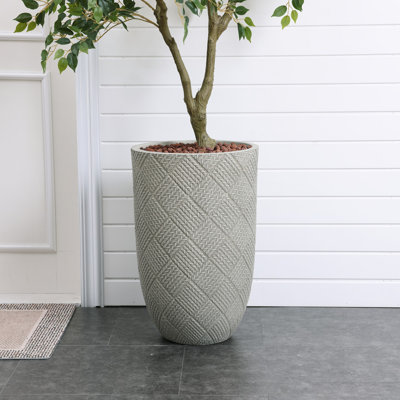 Gray Glen MgO Round Planter - 22.4" Tall Indoor Outdoor