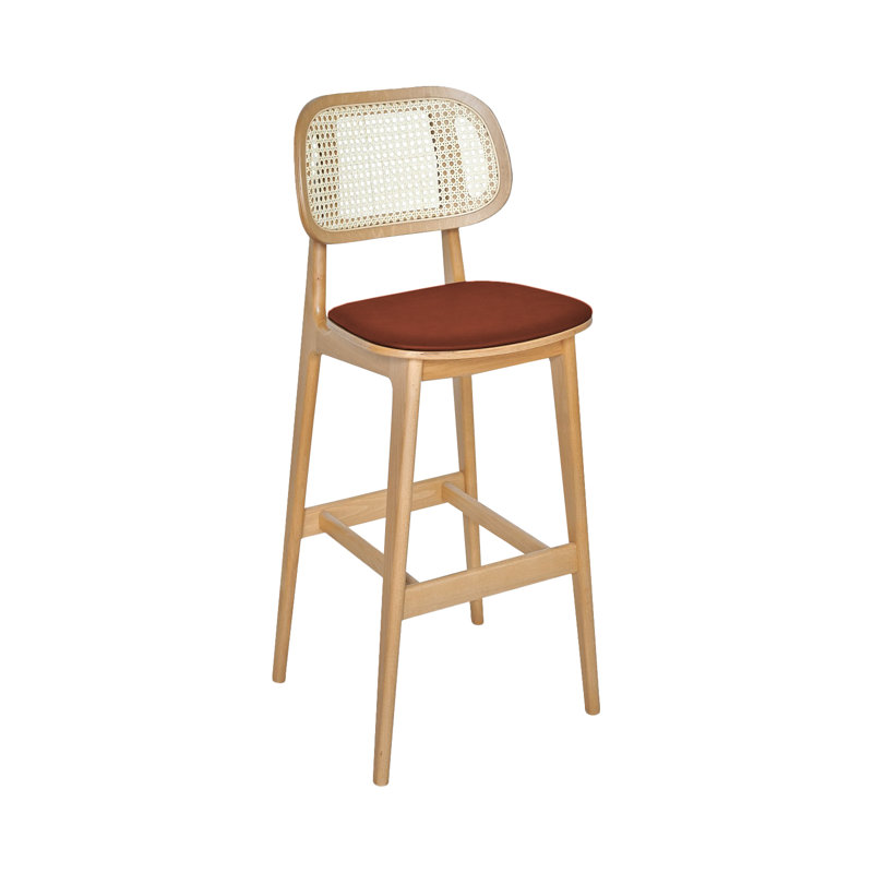 Tabouret 30 "Emma Cane, Brun clair, Cannelle
