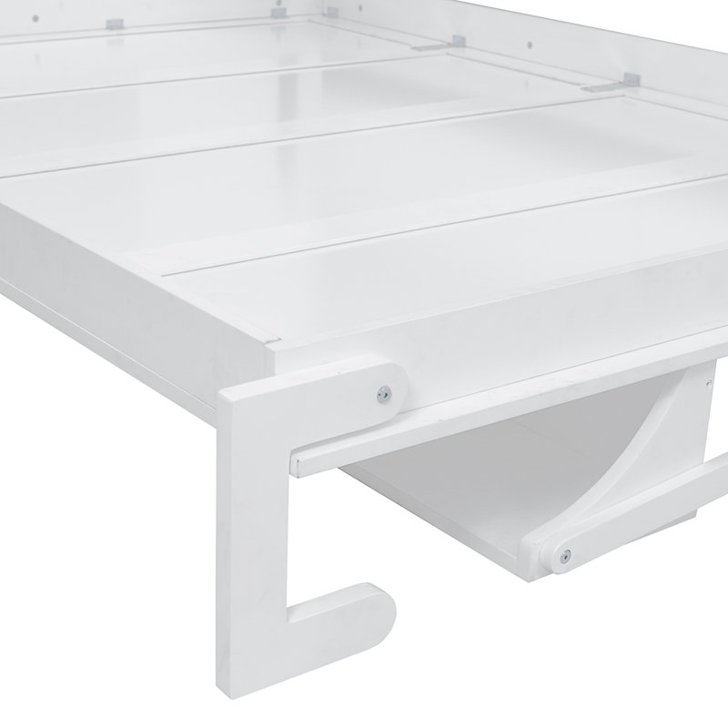 Lit escamotable mural avec placard, tiroirs et tablettes Murphy, Blanc / Blanc, Queen